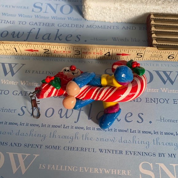 Handcrafted; Clown; Candy Cane; Ornament - Picture 2 of 7